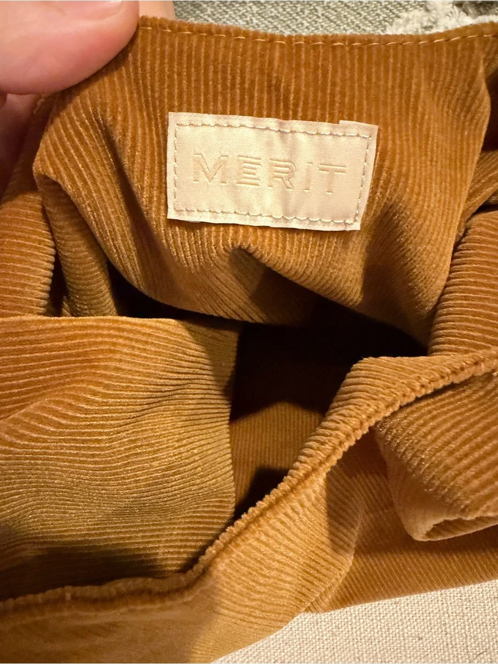 Merit Corduroy Makeup Tie Bag Clutch Mini Brown Luxe